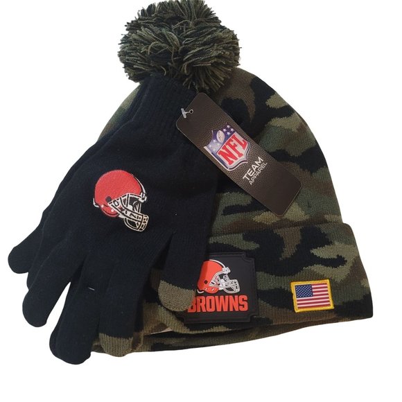 NFL Other - NEW NFL Cleveland Browns Salute to Service Camo Beanie and Gloves Set